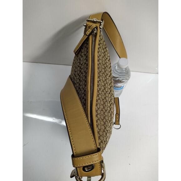 Coach Signature Brown Canvas Suede Leather Trim Zipper Crossbody Shoulder Bag - Picture 4 of 11